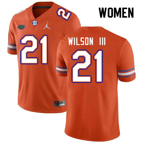 Women #21 Eugene Wilson III Florida Gators College Football Jerseys Stitched Sale-Orange